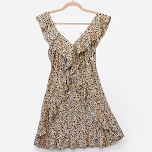 AFRM Ditsy Floral Ruffle Mini Dress Boho V-Neck Flowy Size M